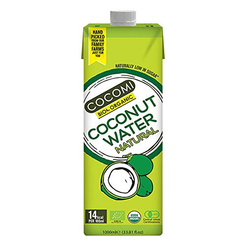 COCOMI – Agua de coco natural ecológica, 1 litro, lote de 3