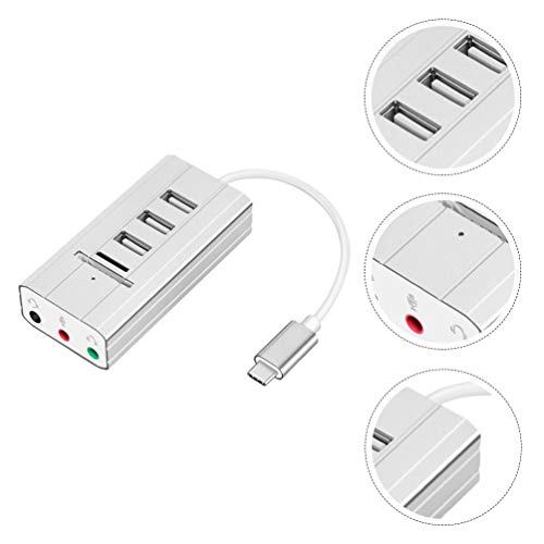UKCOCO Adaptador de Hub de Porta Tipo C Adaptador de 3 Portas Usb Leitor de Placa de Som Externo Doc
