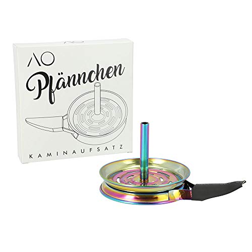 AO® Shisha Pfännchen Kaminaufsatz Edelstahl | Extra große Auflagefläche = für mindestens vier Kohlen (Rainbow)