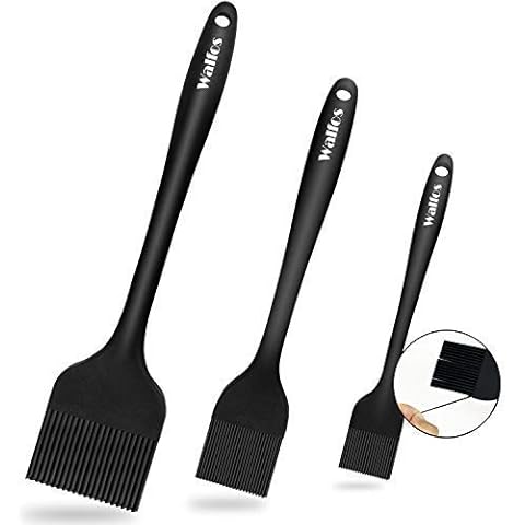 Walfos Silikon-Backpinsel, 3er-Set, hitzebeständiger Silikon-Backpinsel Küchenpinsel zum Kochen BBQ Grillen,Lebensmittelqualität Silikonpinsel und BPA-frei Cover