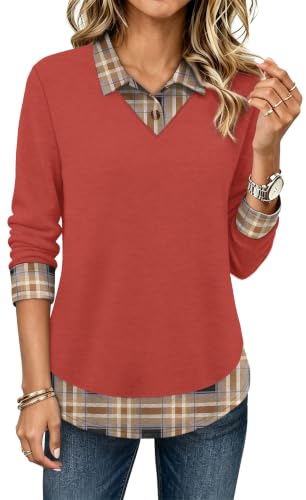 Shirts for Women Dressy Casual Fall Fashion Halloween Sweaters Orange S