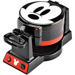 Disney Mickey Mouse MIC-62 Double Flip Waffle Maker, 8″D x 14″W x 8″H, Black, Red