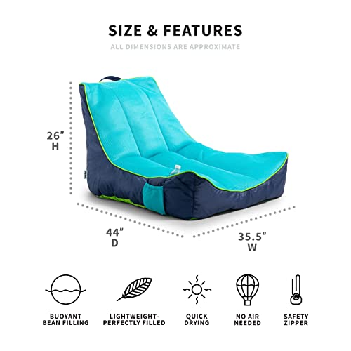 Big Joe Captain's Float No Inflation Needed Pool Lounger With Drink Holder, Navy/Aqua Mesh, Quick Draining Fabric, 3 Feet #TOP1