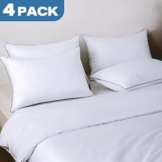King Size Pillows Set of 4 - Bed Pillows for Sleeping 4 Pack, Cooling Supportive Hotel Pillows with Premium Soft Down Alternative Fill for Side Stomach and Back Sleepers