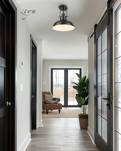 Image of zeyu 11 Inch Semi Flush Mount Ceiling Light, Black Finish, ZY41-F BK