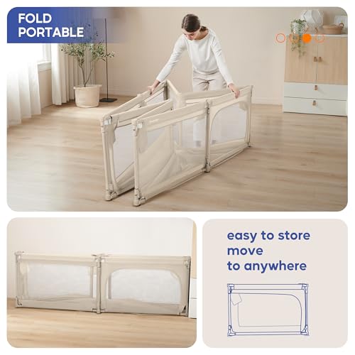 Image of Sweeby Baby Playpen, 59x59 Inch Foldable Playpens for Babies and Toddlers with Gate, Large Playpen with Door Play Yard for Baby Fence Indoor and Outdoor Portable Play Pen, Beige