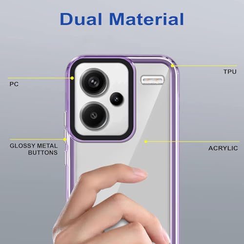 Image of NDCOM Redmi Note 13 Pro Plus Back Cover | Durable Purple Crystal Clear Case | Enhanced Grip | Textured Surface