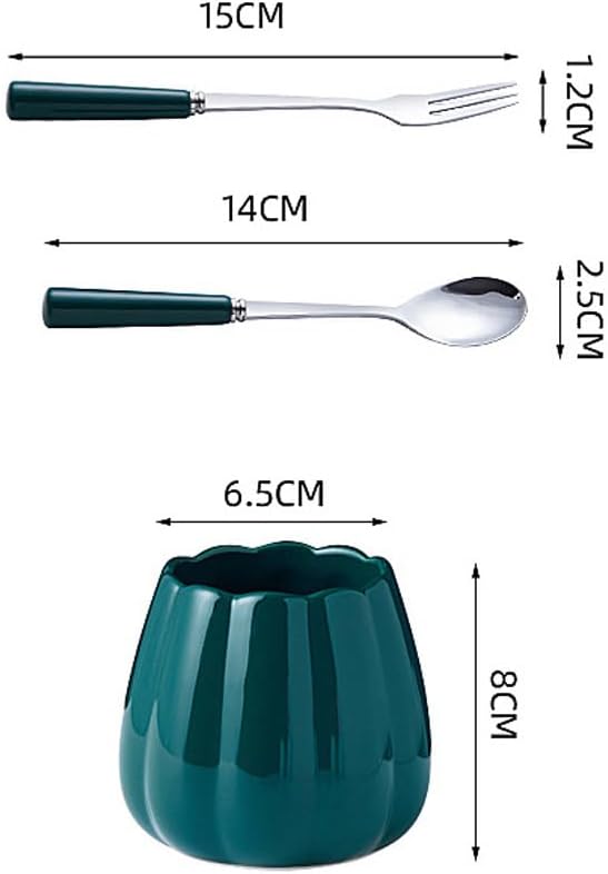 (12 Pieces) Stainless Steel Fruit Fork Set Light Luxury Ceramic Storage Jar Fruit Pick Household Watermelon Fork Spoon (Orange)
