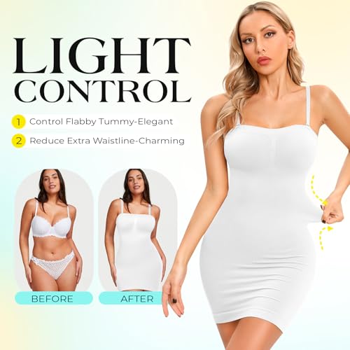 Image of Strapless Shapewear Slips for Tummy Control Women's Full Slip Under Dresses Body Shaper Seamless