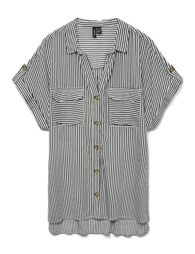 VERO MODA Damen Vmbumpy S/S Shirt WVN Ga Noos, Blau, L – Ansicht 1