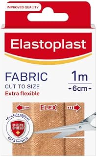 Elastoplast Fabric Cut to Size Plasters (1m x 6cm), Extra Flexible Fabric Plasters Move with the Body, Water-Repellent & Breathable Large Plasters Help Protect Wounds