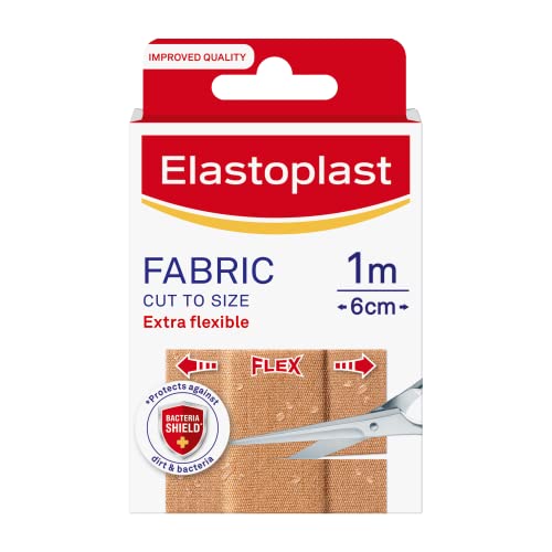 Elastoplast Fabric Cut to Size (1 m x 6 cm) Extra Flexible Wound Care Moves with the Body Water-Repellent & Breathable 10 Strips