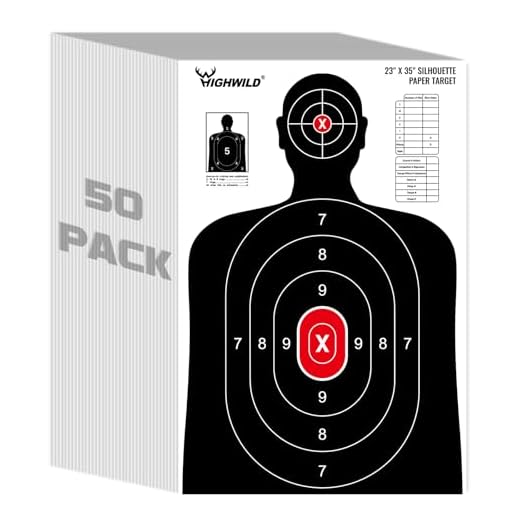 Highwild Shooting Range Silhouette Paper Target - 23X35 Inches - Suitable for Handguns, Rifles, Airguns, BB Guns (50 Pack, White & Black)