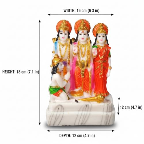 Image of Ram Darbar Statue Idol - Spiritual Figurine for Pooja Room, Home Temple, Office, and Sacred Decor, Ram, Sita, Lakshman and Hanuman (5 Inch Height)
