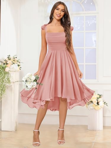 Short Chiffon Bridesmaid Dresses for Women Floral Sleeveless Formal Dress2