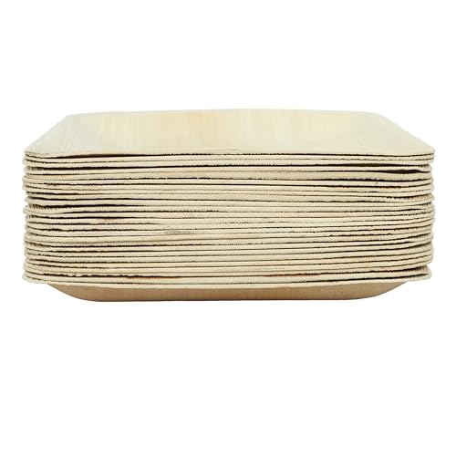 Image of Clazkit 25 Pack Areca Square Palm Leaf Plates| Like Wooden Bamboo | Eco Friendly, Biodegradable, Use and Throw Small Dona | for Serving Pasta, Soup & Snacks | Birthday, Wedding & Party (6 inch X 6 inch)