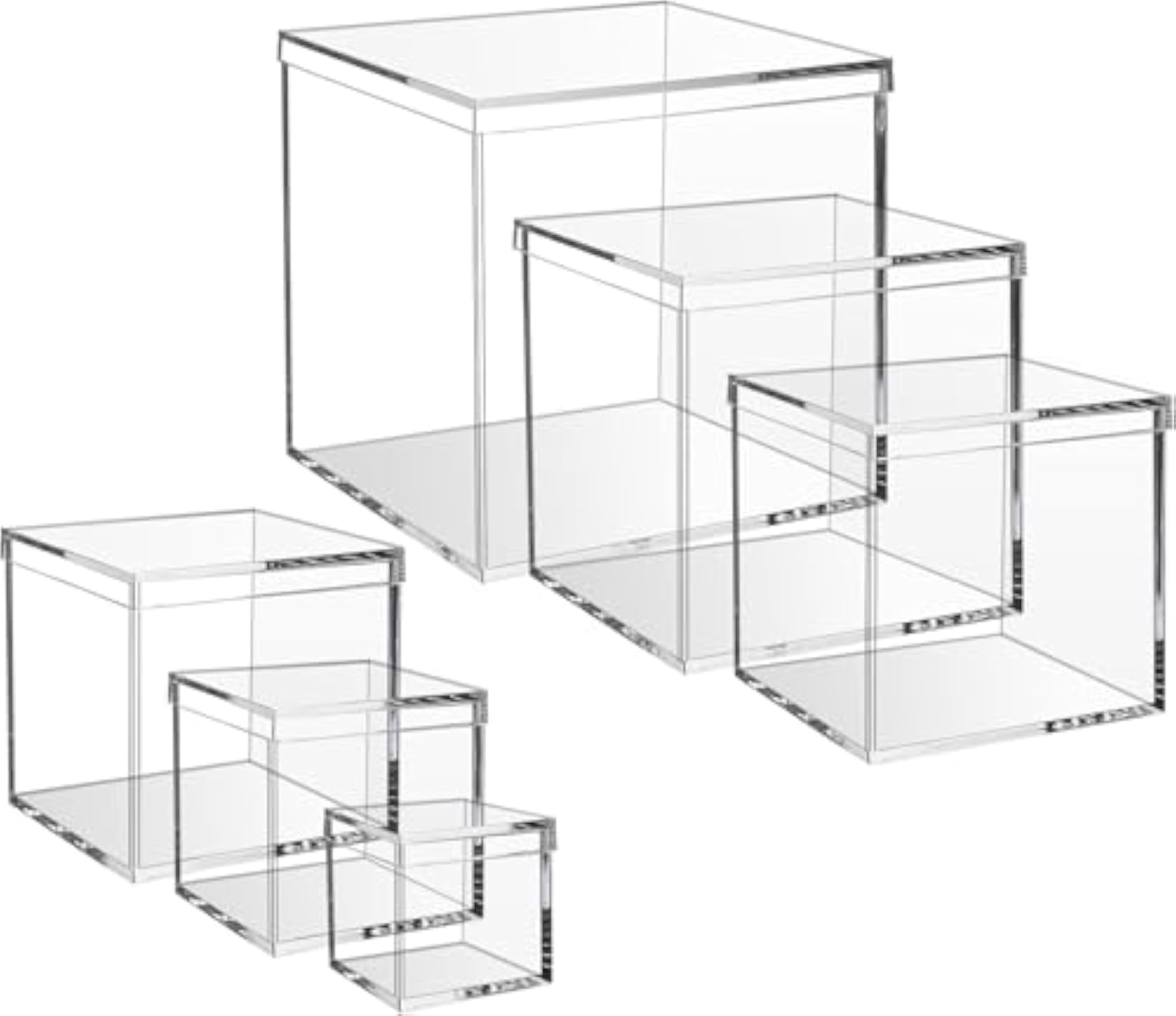 Acrylic Box with Lid, 6/4.7/4/3.3/3/2.5 inch
