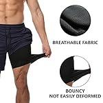 JWJ Men's 2 in 1 Workout Running Shorts 7 Inch Lightweight Athletic Gym Shorts with Compression Liner - Image 3