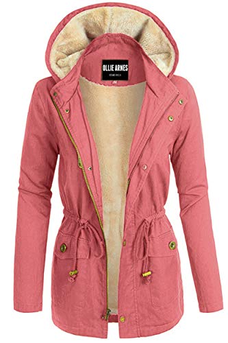 OLLIE ARNES Anorak Zip Up Jacket, Lightweight Safari Military Parka Junior to Plus Size 85 DKBLUSH S