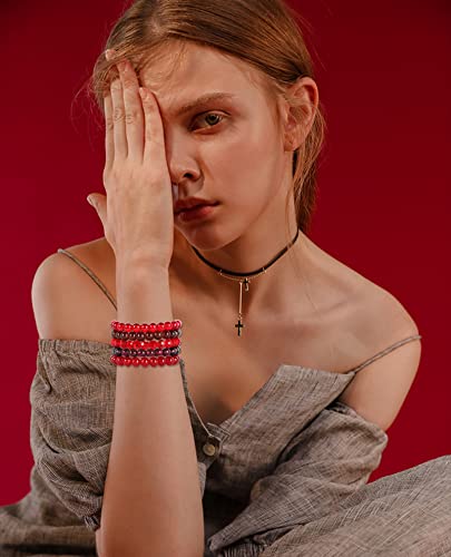 CASDAN 5Pcs 8mm Beaded Stretch Bracelet Handmade Glass Bracelet for Women Mens Multicolor Crystal Round Beads Bracelet Elastic Bead Bracelets Jewelry2