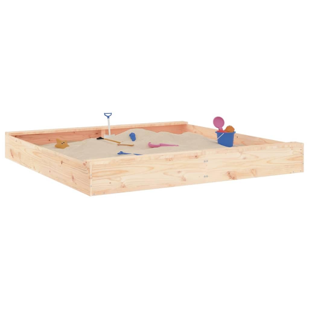 Bac à sable carré en pin massif avec 2 bancs, 160 x 160 cm, pour enfants de 2 à 8 ans, extérieur, jardin, terrasse, aire de jeux pour bouer, construire et bouer