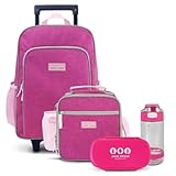 Kit Mochila Rodinha Jacki Design Júnior + Lancheira 4 Peças (Pink)