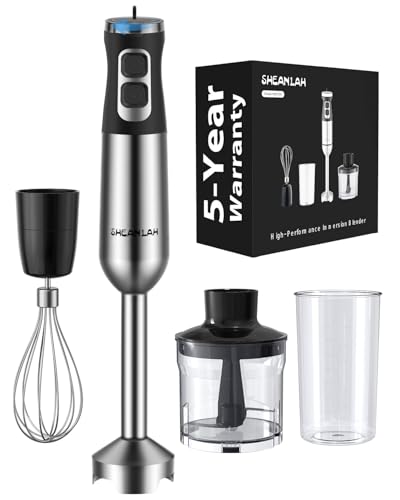 1000W Powerful Immersion Blender Handheld, 2025 New Update Hand Blender with 25-Speed and Heavy-Duty Copper Motor, 4 in 1 Hand Mixer with Chopper, Whisk, Beaker and Wand