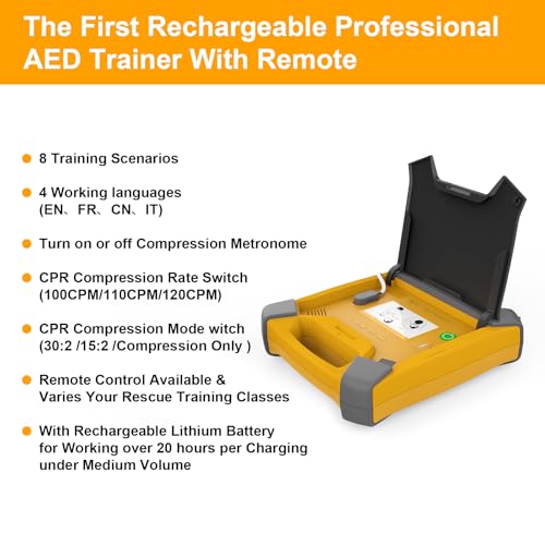 Image of AED Trainer, XFT AED Training Kit CPR Equipment Training Device Automatic External Defibrillator Simulator, AED Trainer Professional for First Aid Trainee Beginner XFT-120GA (Orange Version)