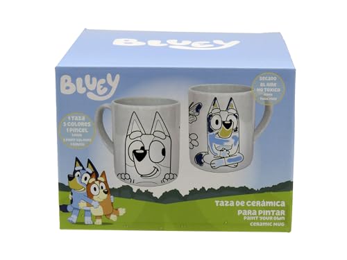 CYPBRANDS - Bluey, Tazza da dipingere, Attività creative, Multicolore, Prodotto ufficiale