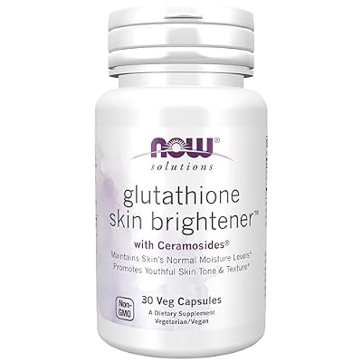 NOW Foods Solutions, Glutathione Skin Brightener with Ceramosides, Moisturizing and Illuminating, 30 Veg Capsules