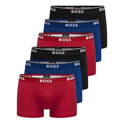 Boss Power 962 - Lot de 6 Culottes Boxer en Coton Stretch pour Homme - Couleur : Multicolore - Taille 2XL - Noir, Bleu, Rouge