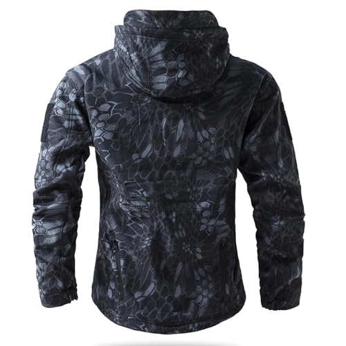 Image of Men's Camouflage Jacket Full-Zip Waterproof Fleece Lined Winter Coats Hooded Military Windbreaker Jackets with Pocket