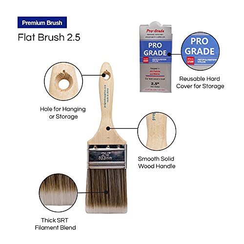 12PK 2.5 inch Flat Brush Premium Wall/Trim House Paint Brush Set Great for Professional Painter and Home Owners Painting Brushes for Cabinet Decks Fences Interior Exterior & Commercial Paintbrush.