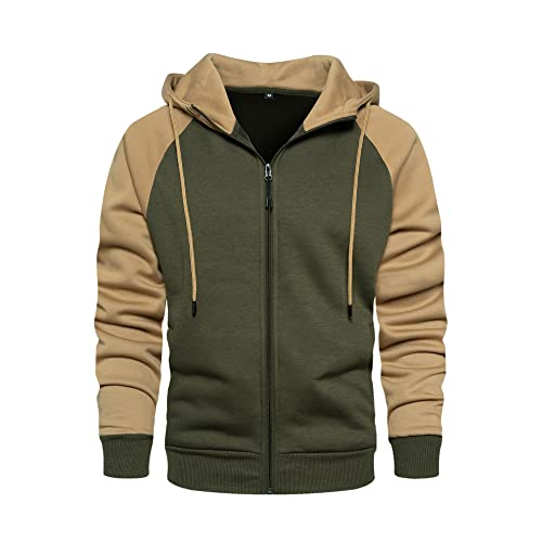 Image of MANTORS Mens Fleece Jackets Contrast Hoodies Lightweight Sweatshirt Color Block Jacket Coats