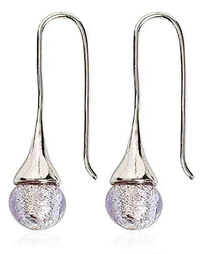 Murano glass drop earrings purple – Vetro e Metallo