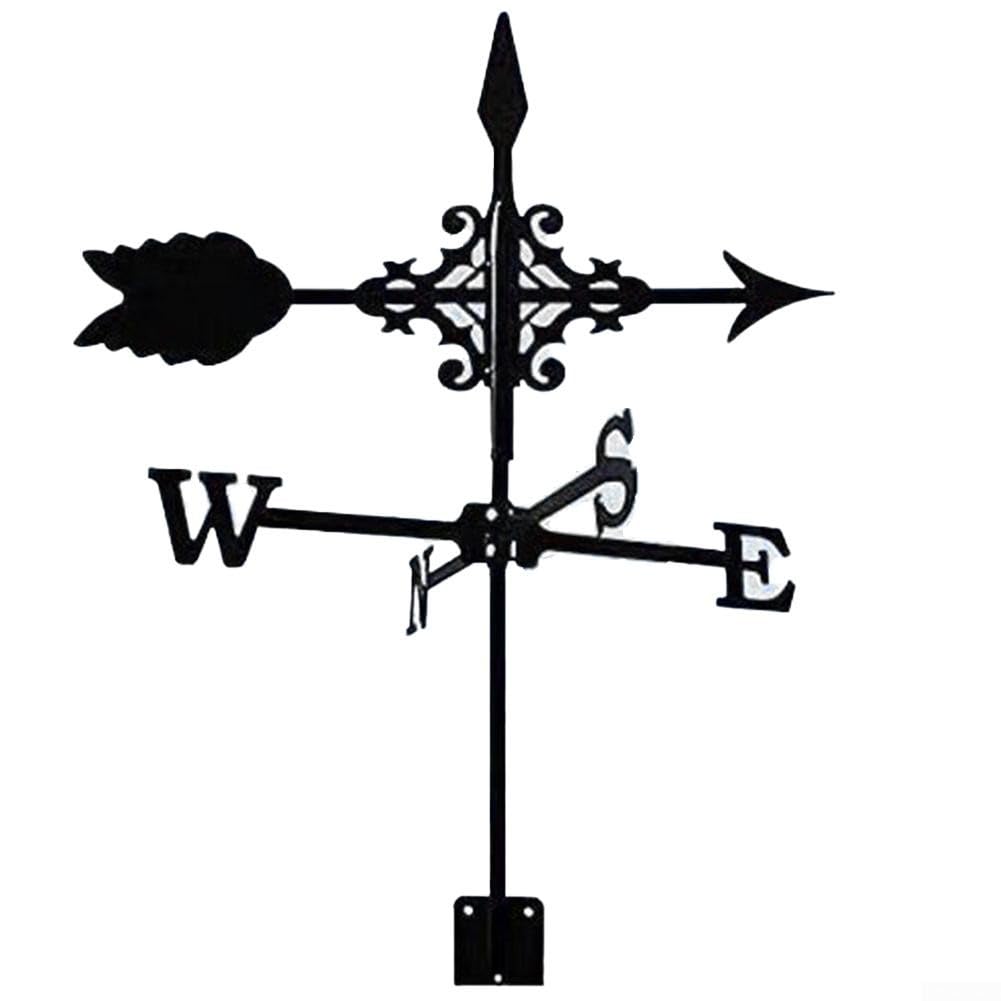 Arrow Weather Vane Metal Garden Ornament, Black Iron Weathervane for Farmhouse Yard Decor, Rooftop Directional Sign and Outdoor Wind Indicator for Shed Roof Decoration in Cottage Garden