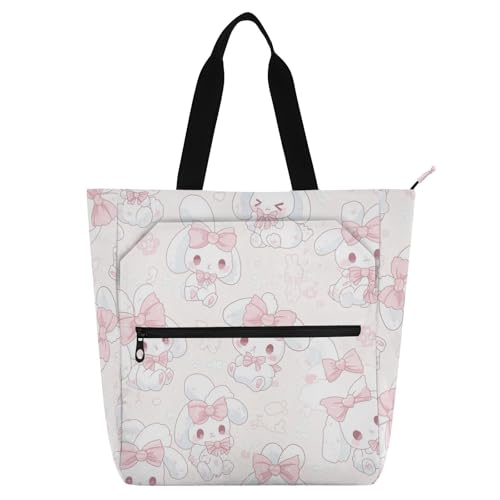 Sac à bandoulière robuste lapin blanc anti-chute d'objets pour trajets scolaires et travail