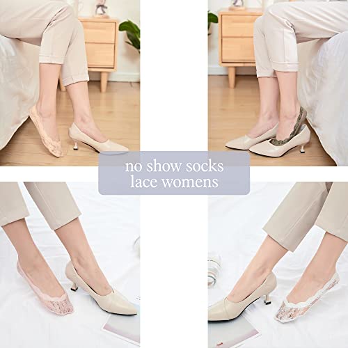 Aoczes 9 Pairs No Show Socks Womens Lace Socks Non Slip Low Cut Liner Socks Invisible Socks For Women Breathable Casual Flat Socks #TOP1