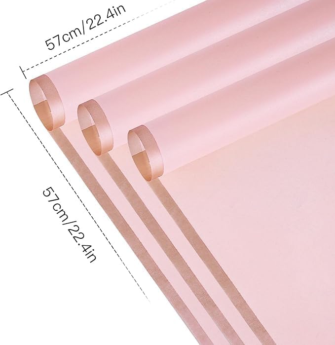 Image of Zarwani - 10 Sheets Korean Style Waterproof Bouquet Wrapping Paper (58cm x 58cm, 60 Microns) | Golden Border Design, Giftwrap for Flowers & DIY Gift Wrapping Paper (10, Baby Pink)