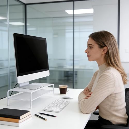 Soporte elevador de escritorio para laptop que libera espacio 6