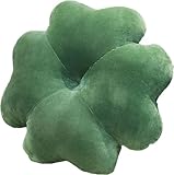 OXPXSANHI 3D Four-Leaf Clover Decorative Pillow, 15.7inch Green Velvet Throw Pillow, Novelty Shape Cushion (Green)