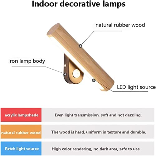Lámpara de pared de madera rotativa LED de estilo moderno con interruptor 6