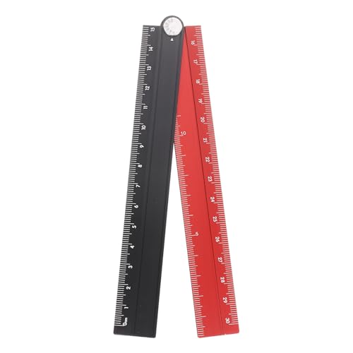 sourcing map Folding Straight Ruler 30cm Metric Aluminum Alloy Protractor Foldable Angle Ruler Geometric Measuring Tool with Angle Line for Architects Artists Office, Black Red