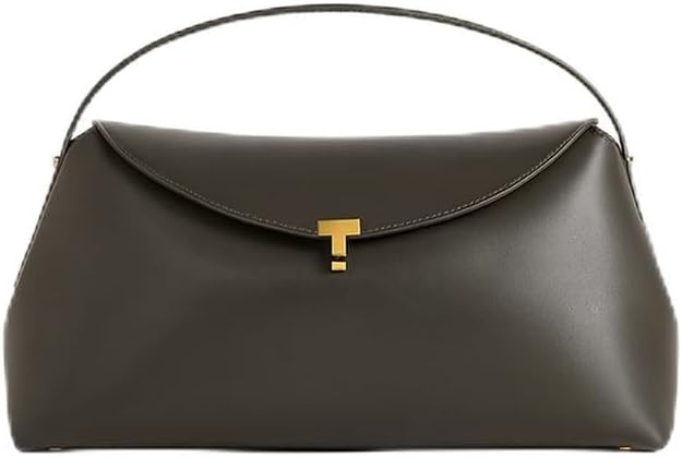Women's Linen Tote Bag with Leather Trim, Medium Shoulder Handbag with Lock Closure, Retro Crossbody Purse