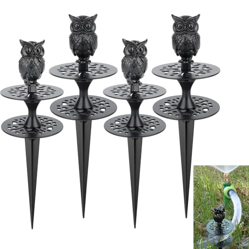 Zealor 4 Pack Hose Guides for Garden Heavy Duty Metal Water Hose Guards for Flower Beds Decorative Garden Stake Spike Owl-Shaped Black Cast Iron Plant Protector for Lawn Yard Ground Outside Flower Bed by Zealor - Used condition - US$33.01