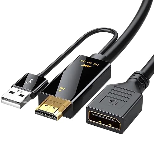 Image of MICROWARE HDMI to DisplayPort Adapter with USB Power, 4K X 2K HDMI Male to DP Female Adapter Compliant with Xbox One /PS4 /P5
