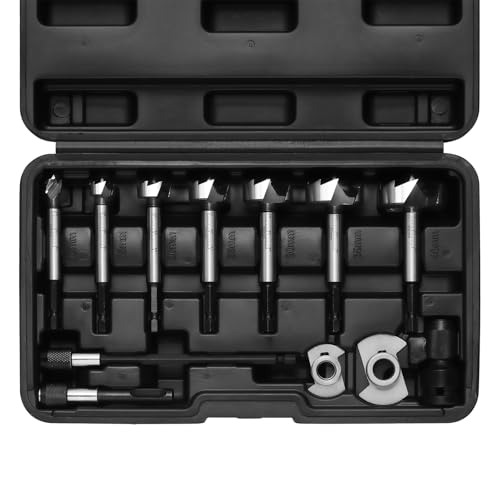 Mayouko 12PCS Forstner Drill Bit Set (Diameter 10-40 mm) with Adapter & Extension Bar