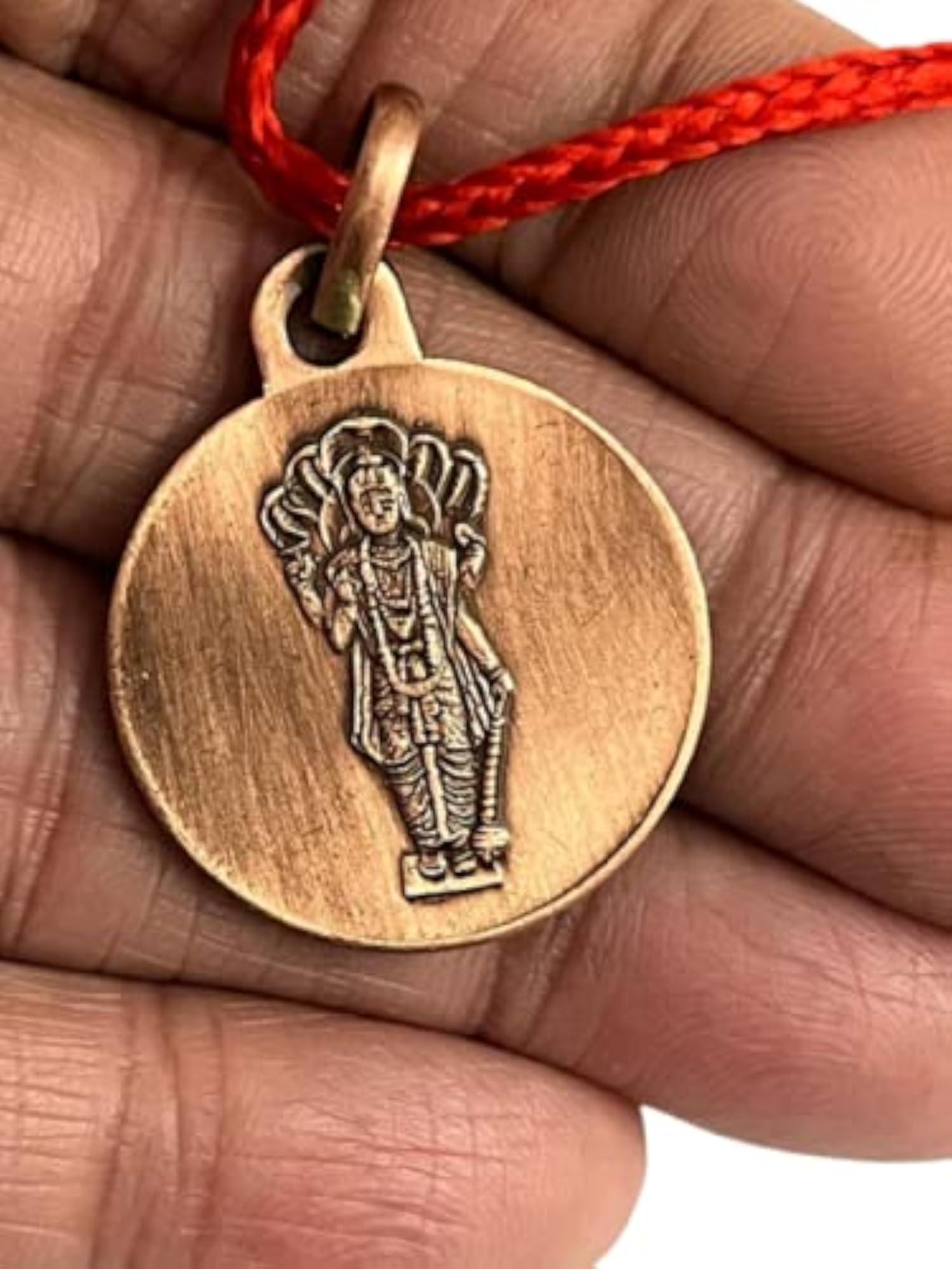 Shri Maha Sudarshan Yantra Copper Pendant Locket, Oxidized Finish