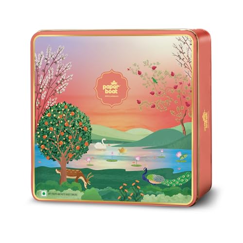 Image of Paper Boat Diwali Dry Fruits Gift Box, 526g - Diwali Gift Hamper | Festive Dry Fruit Gift | Assorted Mixed Nuts, Dry Fruits & Trail Mix | Cashew, Almonds, Berries and Mixed Nuts