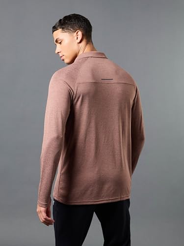 Image of TECHNOSPORT Mens Slim Fit Self-Design Full Sleeve Polo T-Shirt with Double Cool, SPF50+ Proerties for Gym, Workout and Regular Use